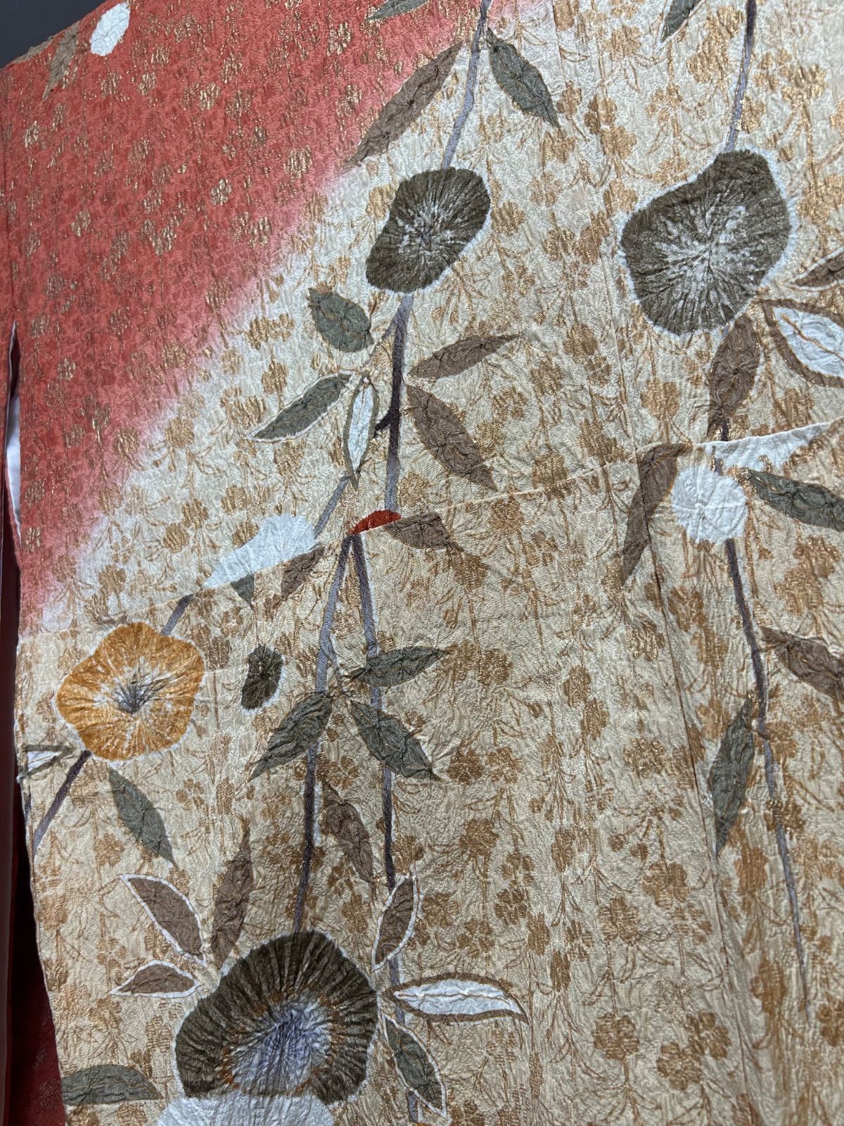 振袖 豪華 辻が花 絞り 金彩 金通し ふくれ織 茜色 正絹 逸品 中古品 着物 管理番号 KKVCH21 振袖 豪華 辻が花 絞り 金彩 金通し ふくれ織 茜色 正絹 逸品 中古品 着物 管理番号 KKVCH21