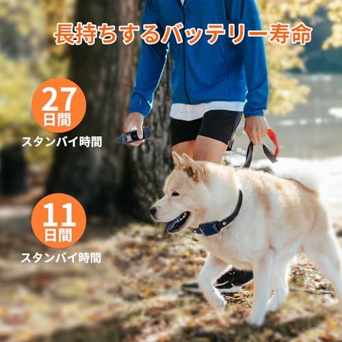 犬用無駄吠え防止首輪 吠え防止グッズ しつけ首輪、2000フィートのリモート付き、小型レシーバーカラー，小型犬，中型犬（3?60ポンド）、99段階の 精密制御 衝撃、16段振動 3段ビープ音、防水、充電式（日本語説明書）深藍 (深藍)t