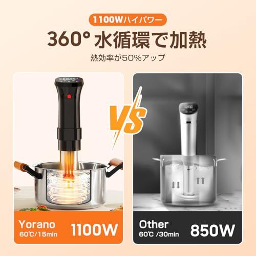 低温調理器 1100Wハイパワー 低温調理器具 24時間 予約機能 真空調理器 スロークッカー レシピ付き IPX7防水 タッチパネル クリップ式 低温調理機 低音調理器 タイマー 温度設定 五重安心保護 日本語取扱説明書t