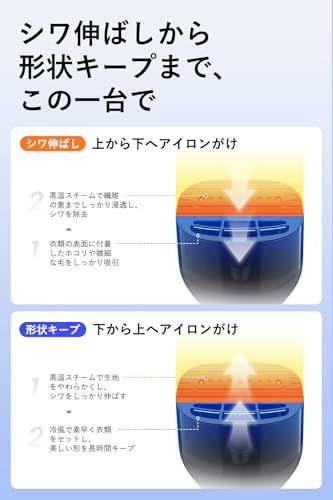 Morus V3 吸着式衣類スチーマー スチームアイロン 香り付け機能 PSE 認証済み 時短ケア ピタッとシワ伸ばし 除菌・脱臭・花粉ケア対応 350ml 大容量タンク 自立式設計 アイロン台不要 片手操作 (アッシュネイビー)t