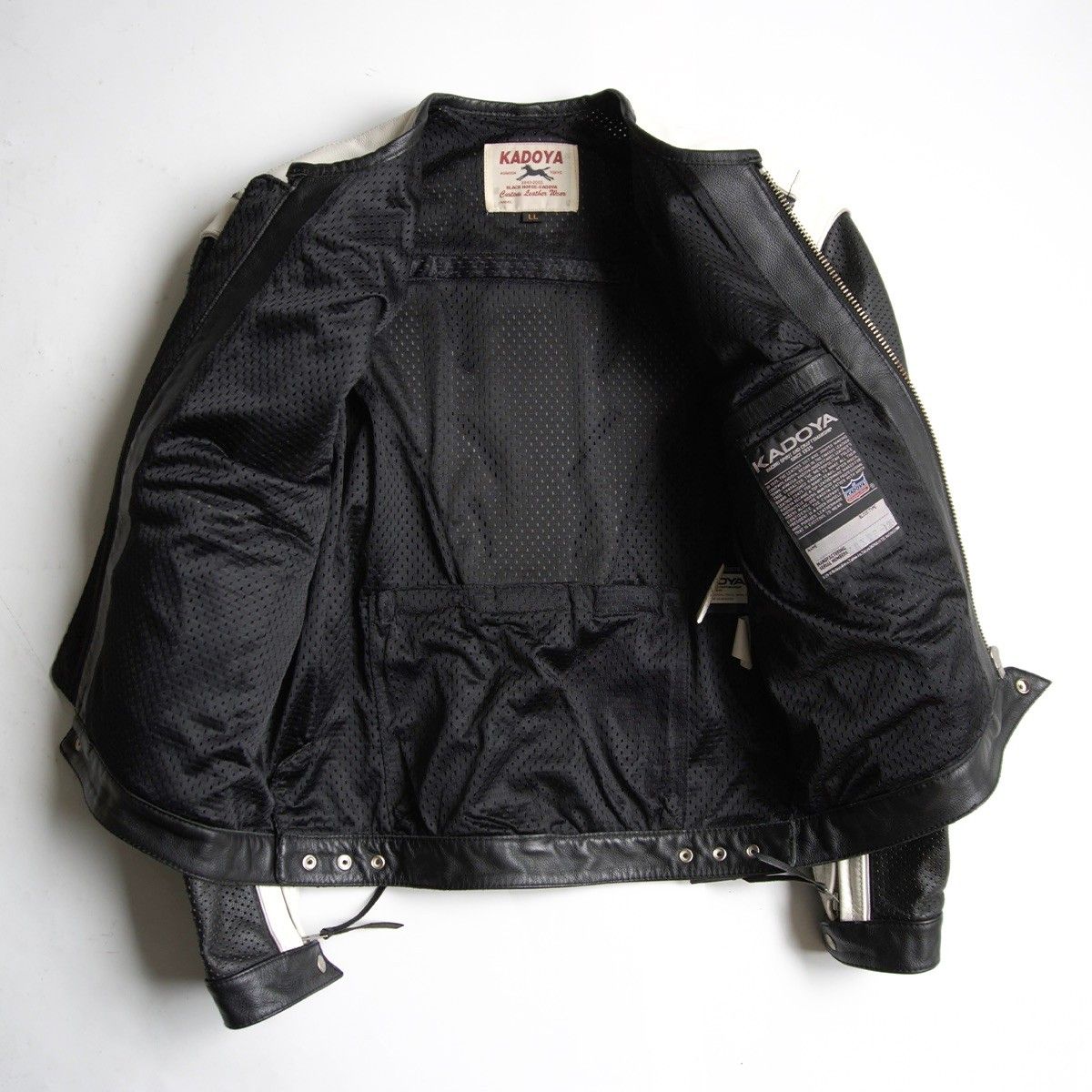 美品】KADOYA【パンチング シングルライダースジャケット】 LL レザー 