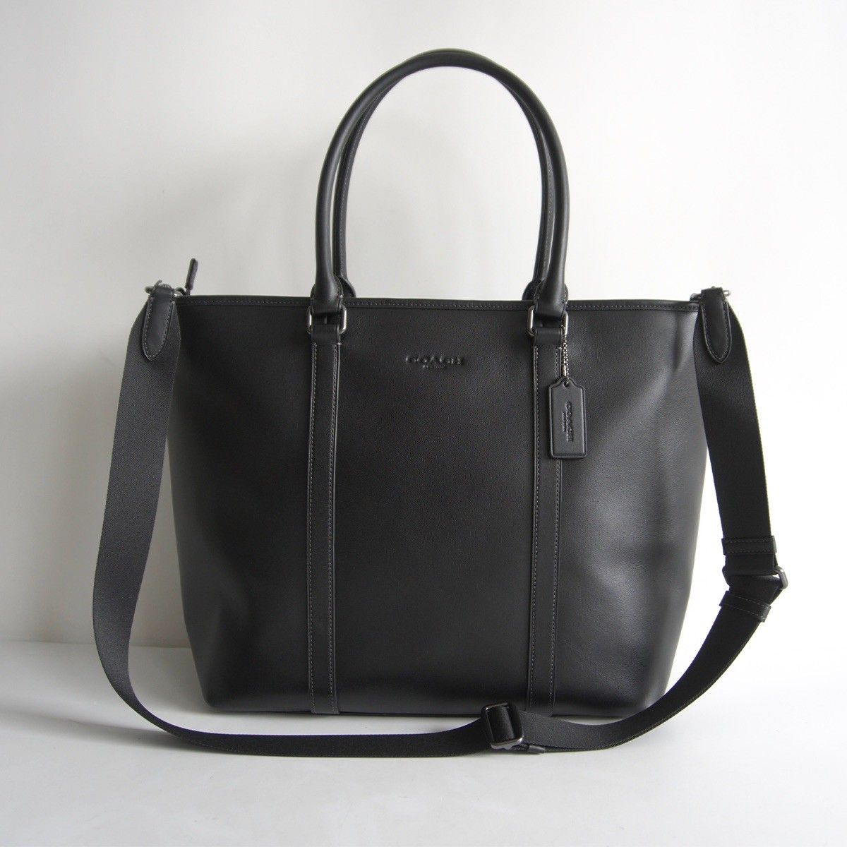 【極美品】COACH【CBG49/2WAY ネイサン レザー トートバッグ】 ブラック ビジネスバッグ コーチ 26050074
