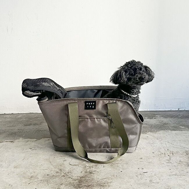 【ブラック】PUFF pet carry tote L P24003(犬 小型犬 キャリーバッグ ペットキャリーバッグ おしゃれ 車 自転車カゴ ペット キャリーバック 移動 バッグ ペットキャリー 犬用)