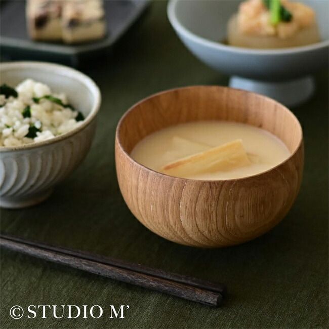 杢 もく ボウル S《2個セット》(お椀 ペア 食洗機対応 木製 おしゃれ 汁椀 小さめ 汁物 碗 かわいい 木のお椀 天然木 こども 椀 日本製 木のボウル スープカップ 味噌汁 スープボウル ウッドボウル 木 食器 子供 子ども)