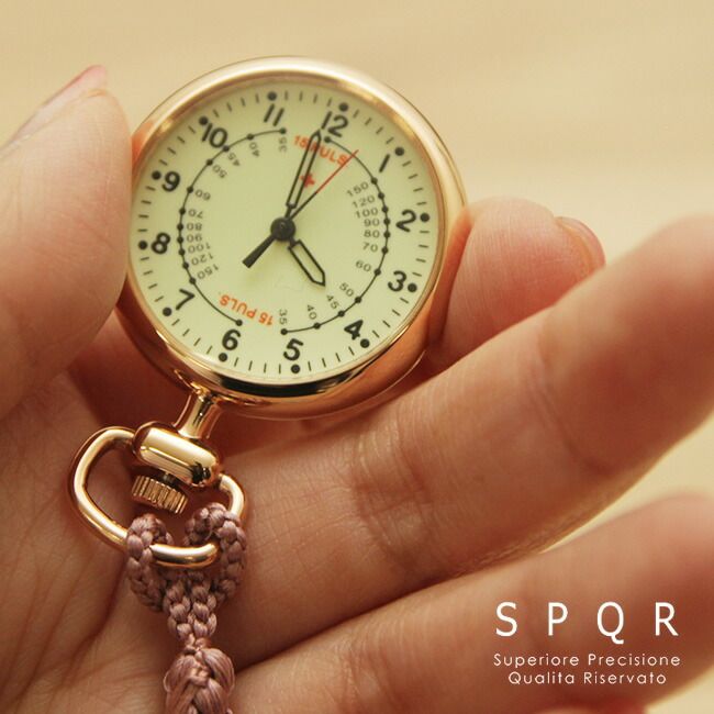 【ピンクゴールド 藤】SPQR スポール ナースウォッチ(日本製 看護師 看護学生 学生 入学祝 進学祝い 就職祝い ナース 時計 男女兼用 男性 女性 おしゃれ シンプル かわいい 見やすい 日常生活 防水 アナログ 夜間 表示 普段使い シニア 運動)