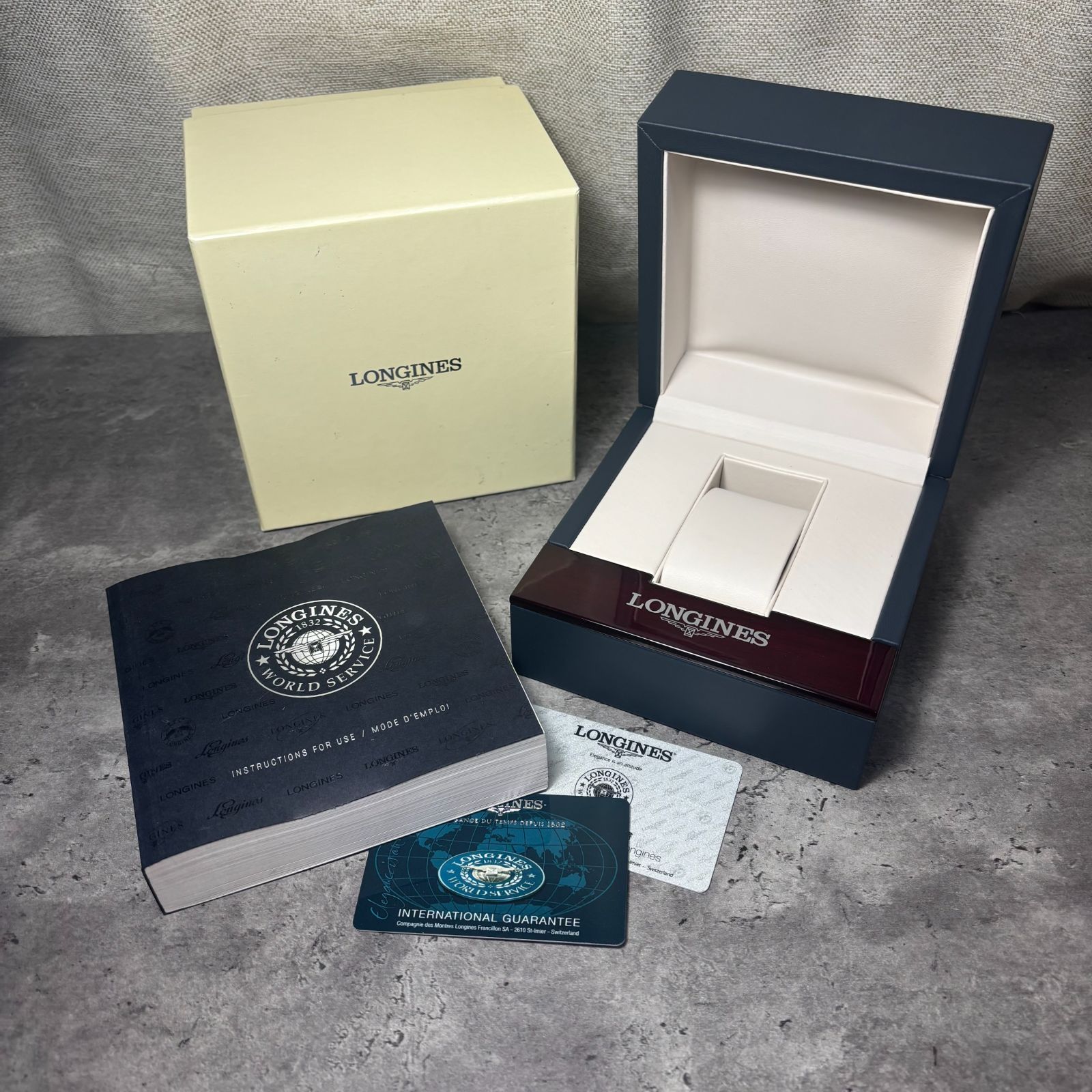 LONGIES ロンジン 時計 ケース 空箱 BOX 外箱付 腕時計用 保証書カード 取扱説明書付