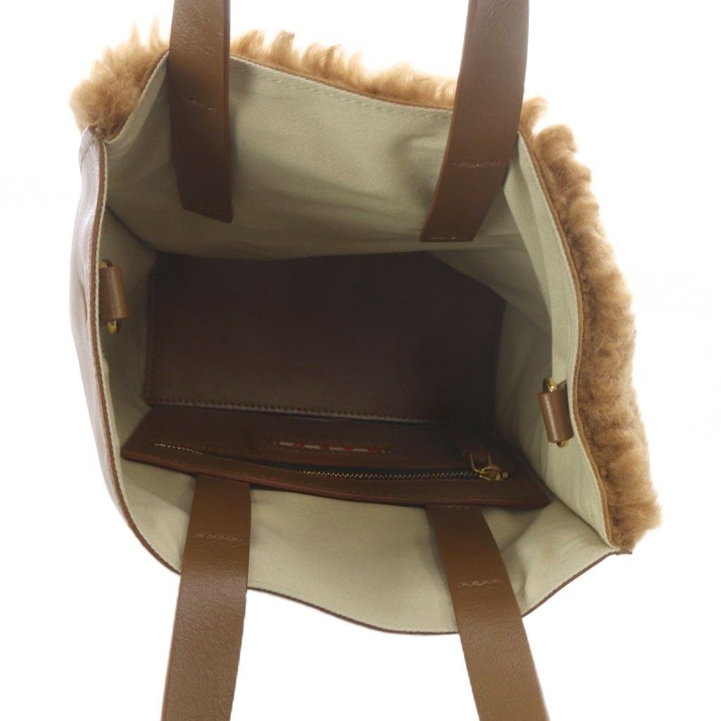 マルニ MARNI FUR MUSEO SOFT MINI Long Hair Calf トートバッグ ブラウン /YO9