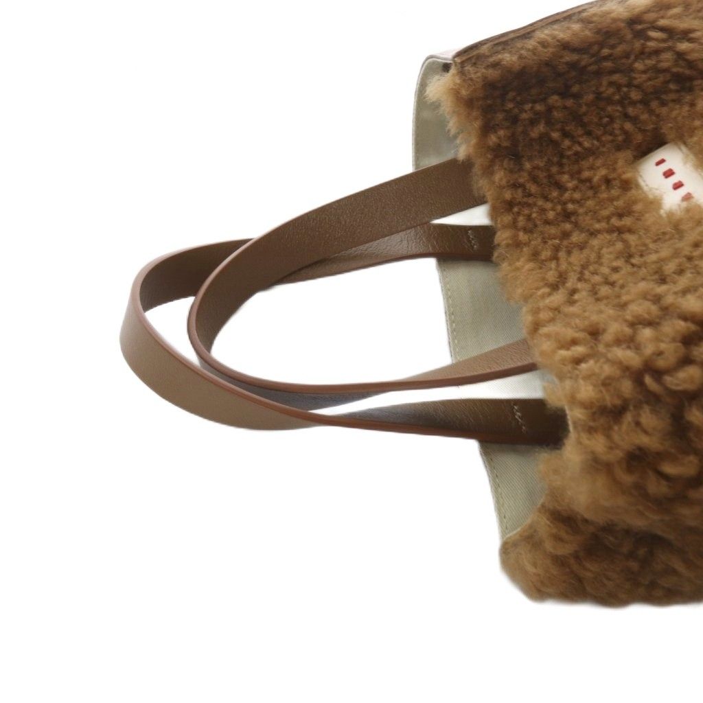 マルニ MARNI FUR MUSEO SOFT MINI Long Hair Calf トートバッグ ブラウン /YO9