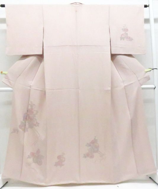 【一輝堂】付下げ 縫い撚 スワトウ刺繍正絹 着物 身丈約162.5cm 裄丈約63cm 26z04-2291