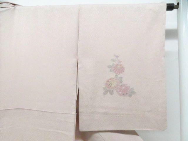 【一輝堂】付下げ 縫い撚 スワトウ刺繍正絹 着物 身丈約162.5cm 裄丈約63cm 26z04-2291