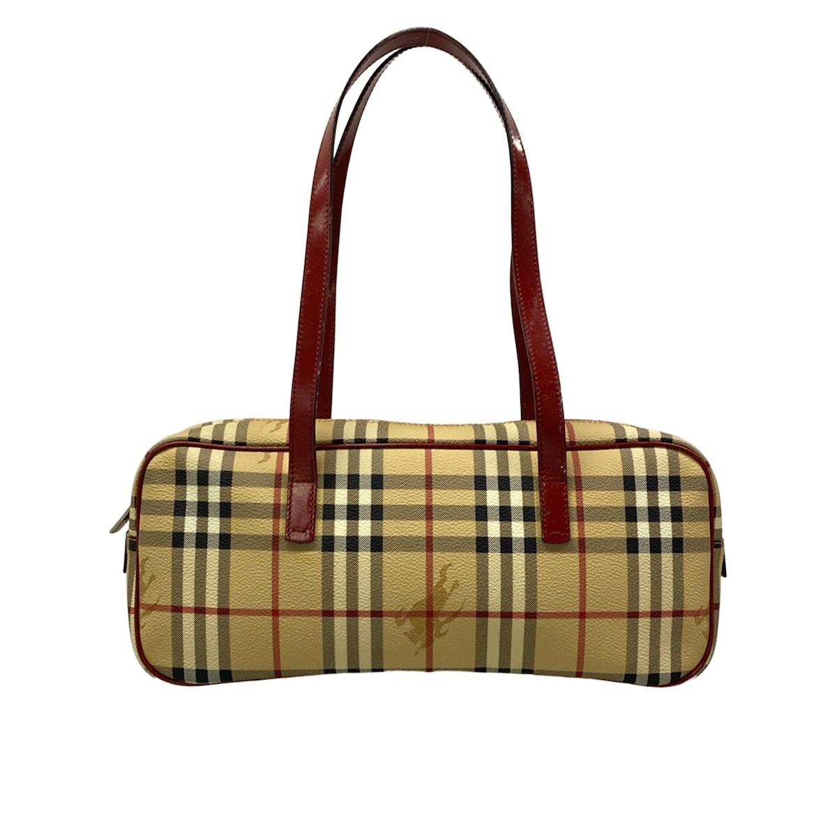 Burberry LONDON(バーバリーロンドン) ショルダーバッグ - ベージュ×レッド×マルチ チェック柄 レザー