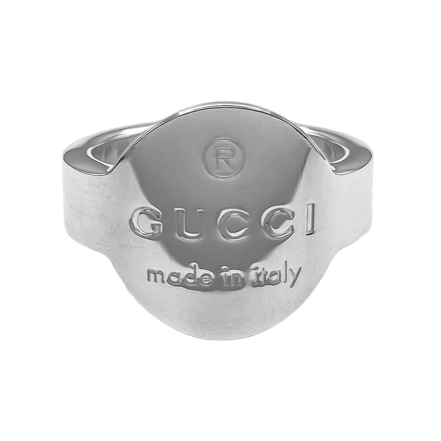 GUCCI グッチ トレードマーク オーバル ロゴ リング・指輪 SV925 15.5号 シルバー 新品仕上済 ユニセックス 【中古】