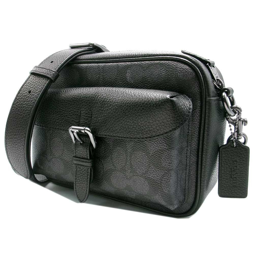 【新品】COACH コーチ バッグ ショルダーバッグ メンズ WARNER ワーナー シグネチャー レザー 斜めがけ CW217 QBMI5 チャコール×ブラック アウトレット