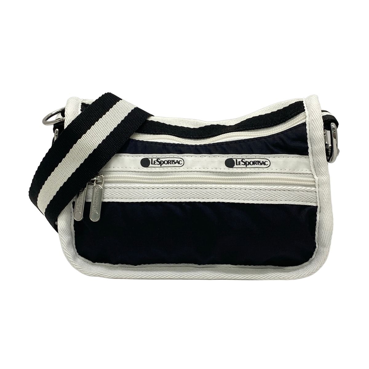 LESPORTSAC(レスポートサック) ショルダーバッグ美品 - 黒×白 ストラップ着脱可/ミニバッグ