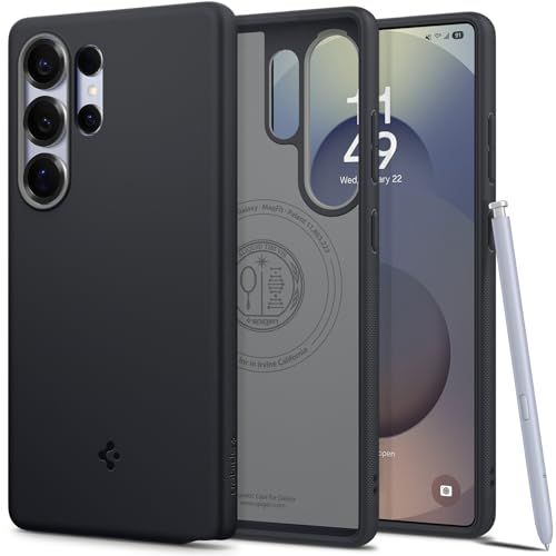 Spigen Galaxy S25 Ultra ケース Magfit対応 耐久性 ソフト ほこりが付きにくい素材 ツートンカラー ナノポップ・マグフィット ACS09057 (ブラック・セサミ) shu 7aa50a2a