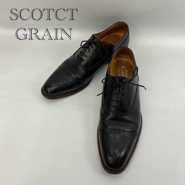 美品 SCOTCH GRAIN ドレス ビジネス シューズ HA-9040 セミブローグ シューズ 革靴 26cm ブラック 匠シリーズ メンズ 靴 _201068