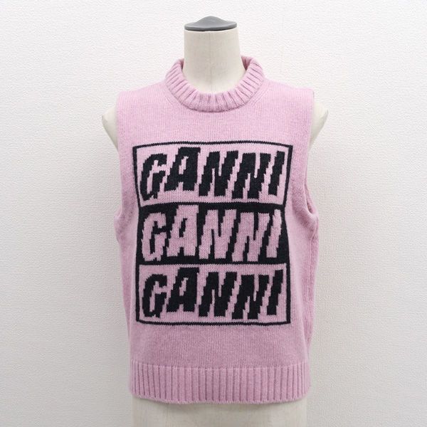 GANNI / ガニー ◇ニットベスト/ロゴ/ピンク/サイズS 【レディース