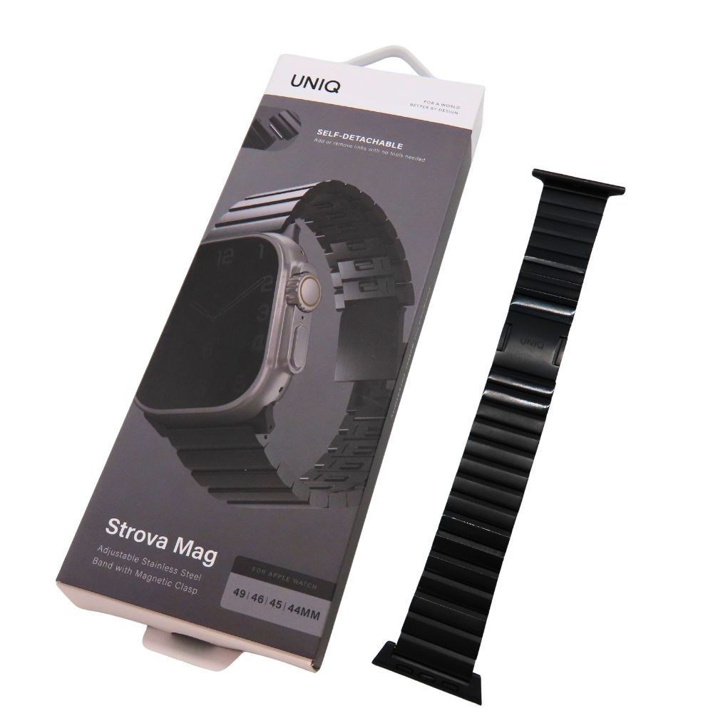 【中古】 UNIQ ユニーク Apple Watch バンド 49mm 46･45･44mm ステンレス STROVA MAG ブラック UNIQ‑49MM‑STRVMBLK アップルウォッチ ベルト メンズ NK-10
