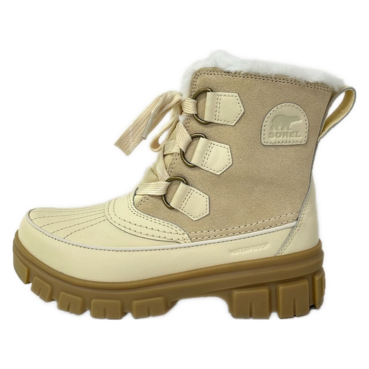 SOREL(ソレル) ショートブーツ 23.5 レディース - ベージュ×白 レザー、フェイクファー