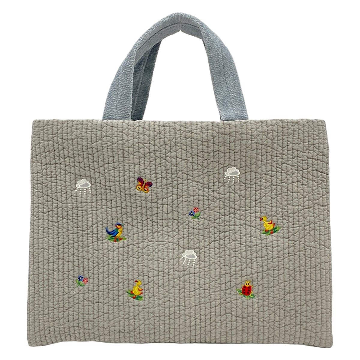 FEILER(フェイラー) トートバッグ美品 MIMI(ミミ) グレー×マルチ 刺繍