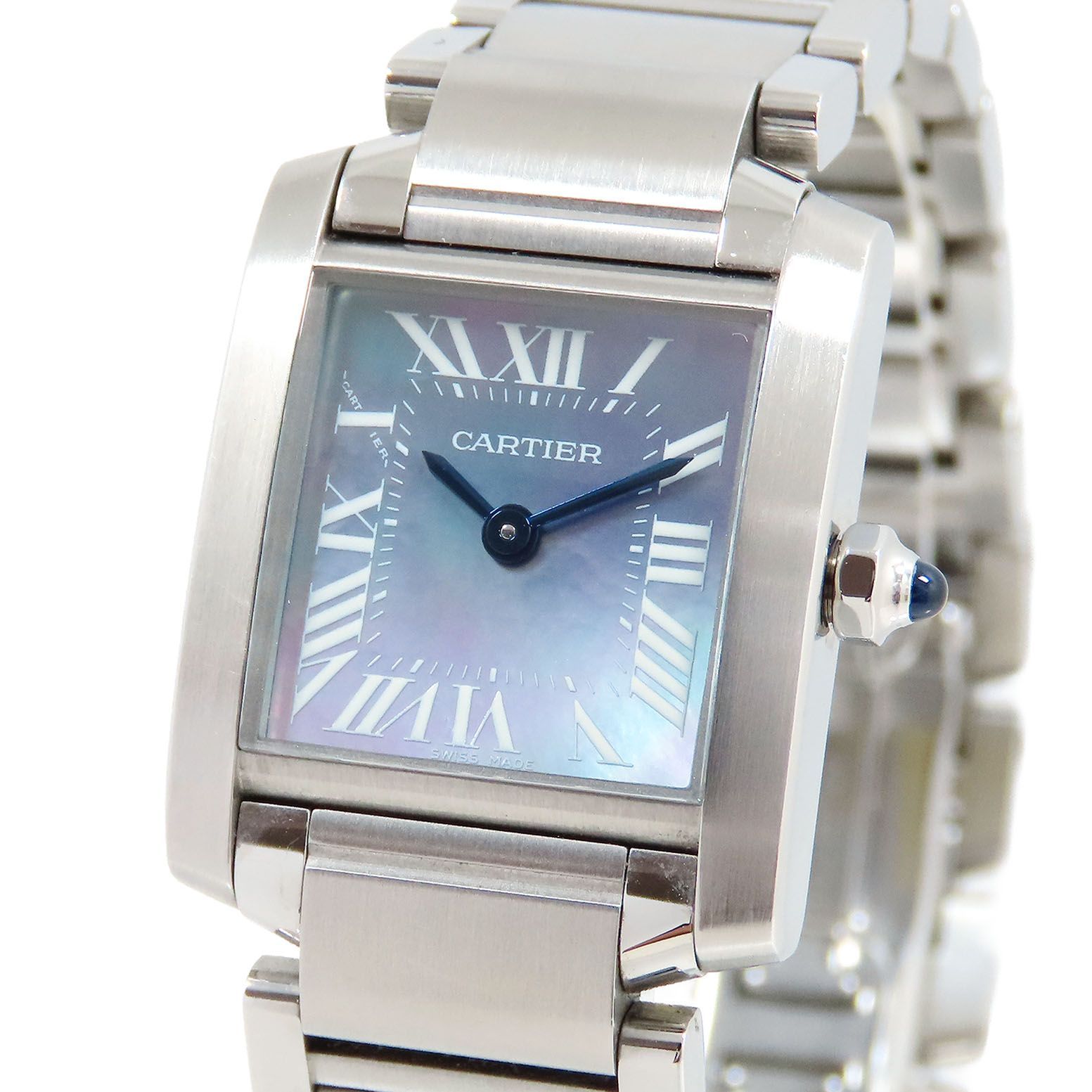 Cartier カルティエ タンク フランセーズ SM W51034Q3 ブルーシェル文字盤 SS ステンレススチール 約62.4g 腕時計 電池式 レディース 送料無料 240101864489