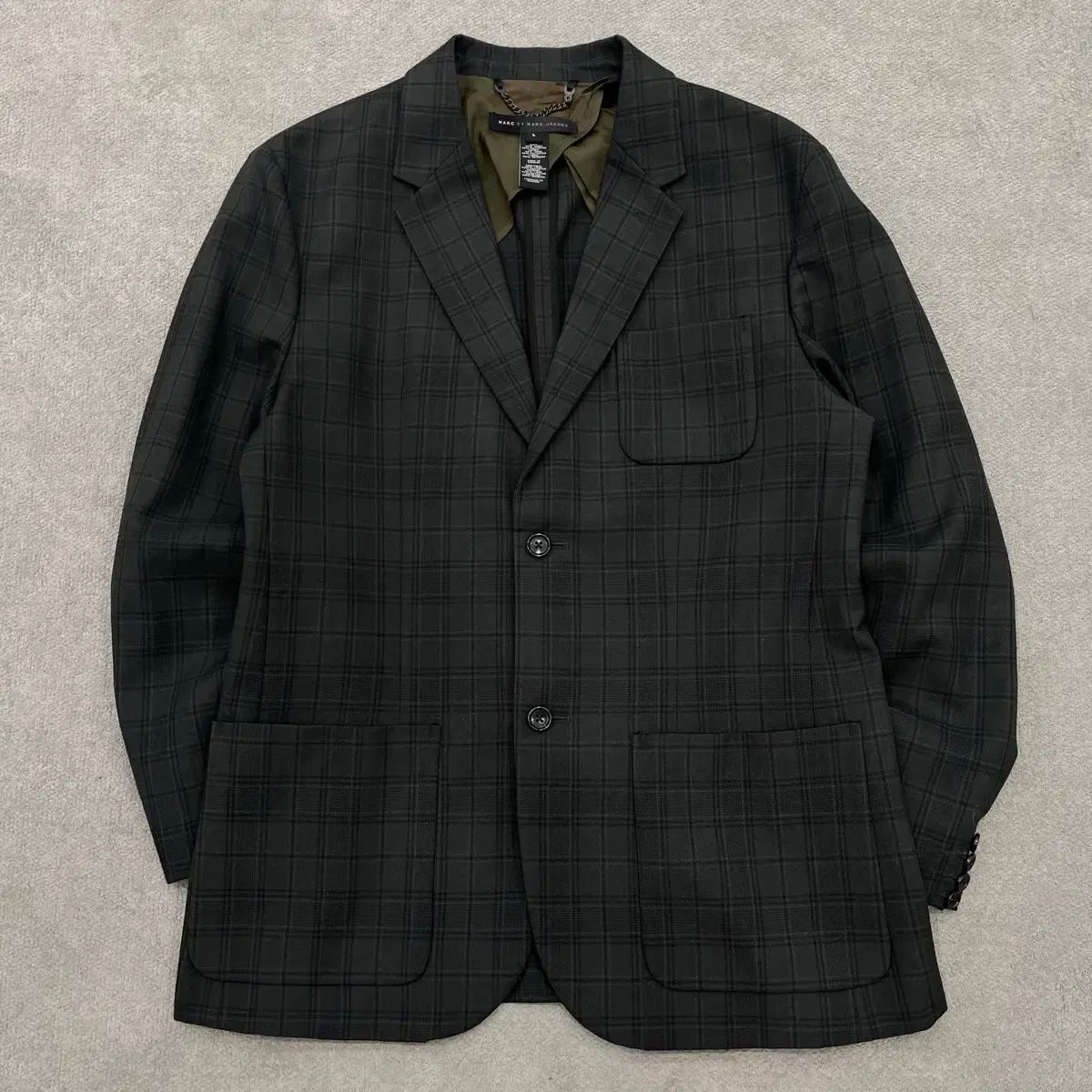 L MARCJACOBS チェック ウール ブレーザー ジャケット