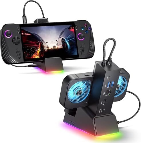 JSAUX RGB ドッキング ステーション (ROG Ally X/ROG Ally/Steam Deck/Legion Go対応)、7-in-1 ドック (HDMI 4K@120Hz、ギガビット イーサネット、デュアル USB & USB 7c292792