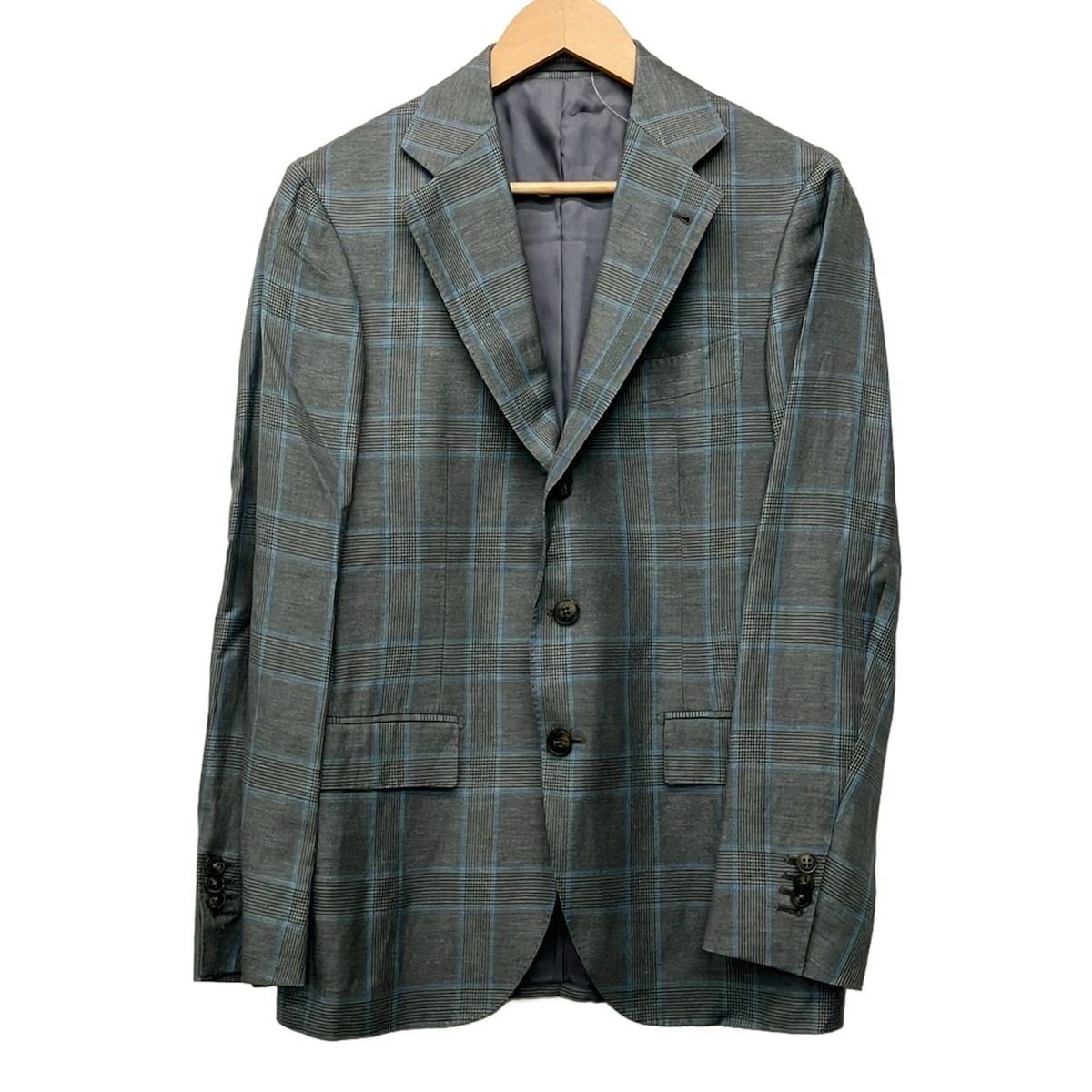 STRASBURGO(ストラスブルゴ) ジャケット サイズ46 XL メンズ美品 - グレー×ライトグレー グレンチェック/シングル/冬物/シルク混