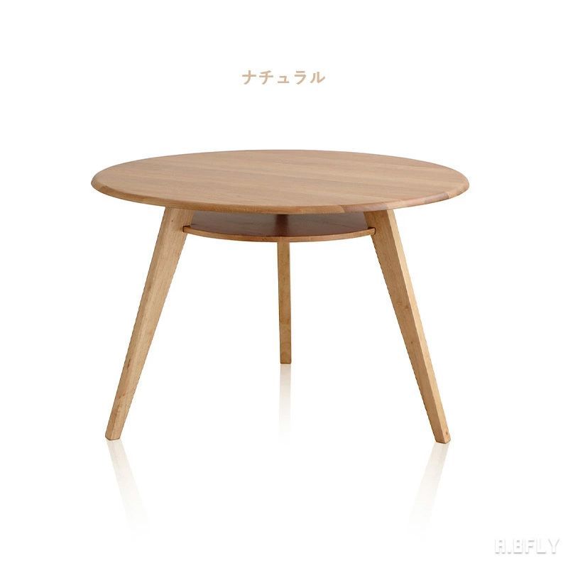 ダイニングテーブル 円形 幅110cm オーク無垢 棚付き 3人用 丸型 ラウンド 面取り ウレタン塗装 北欧 カフェ ジャパンディ ナチュラル ブラウン Designed in Japan【am_145】