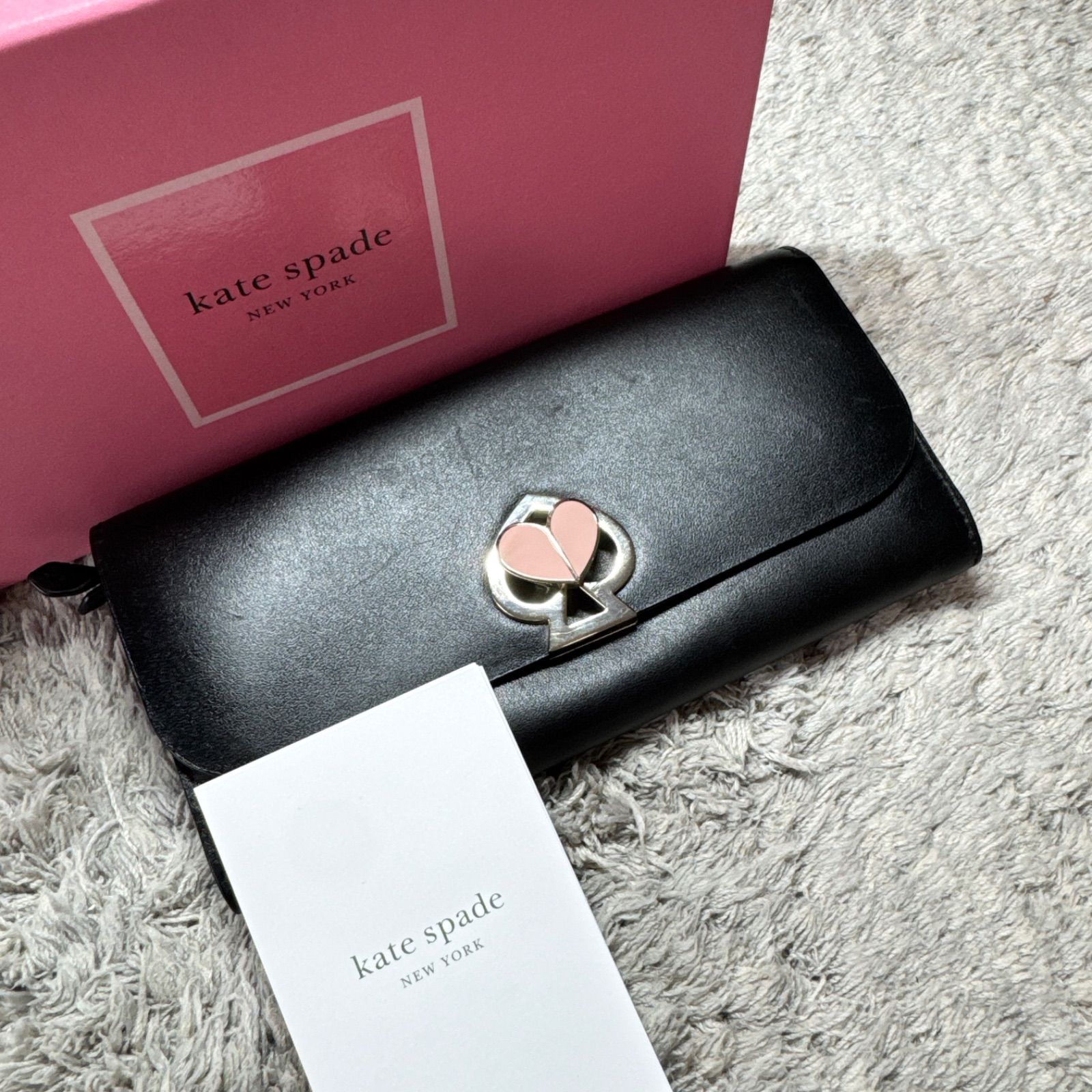 kate spade ケイトスペード 長財布 レザー ブラック ロゴクリップ 