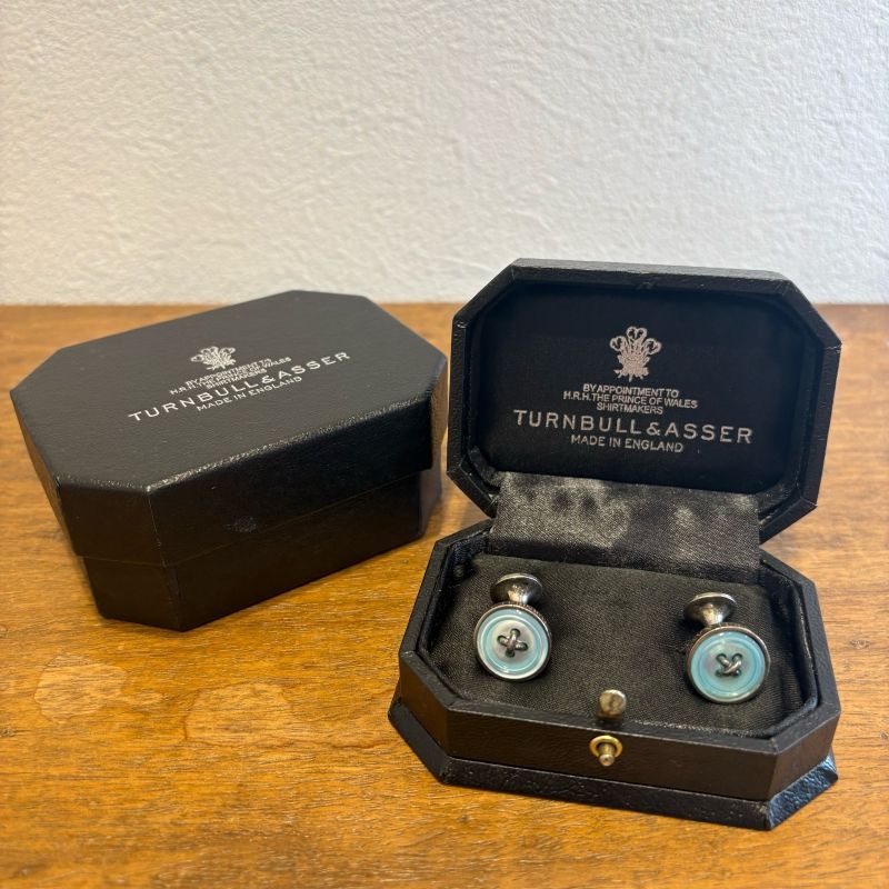 美品】TURNBULL & ASSER タンブル＆アッサー カフスリンクス ブルー
