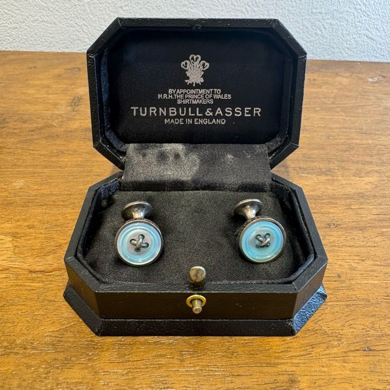 美品】TURNBULL & ASSER タンブル＆アッサー カフスリンクス ブルー