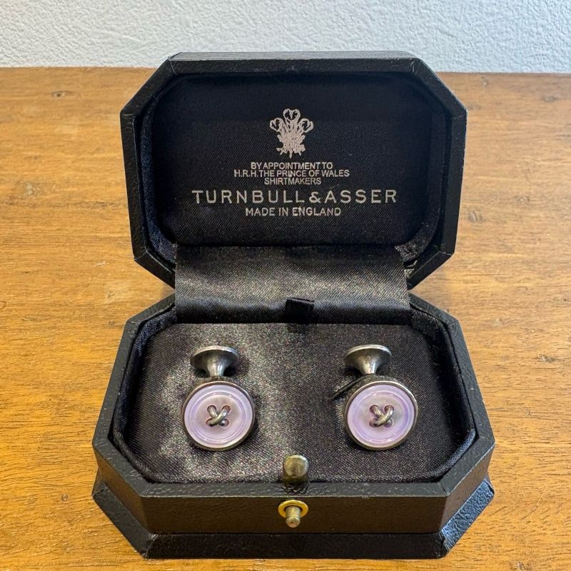美品】TURNBULL & ASSER タンブル＆アッサー カフスリンクス パープル 