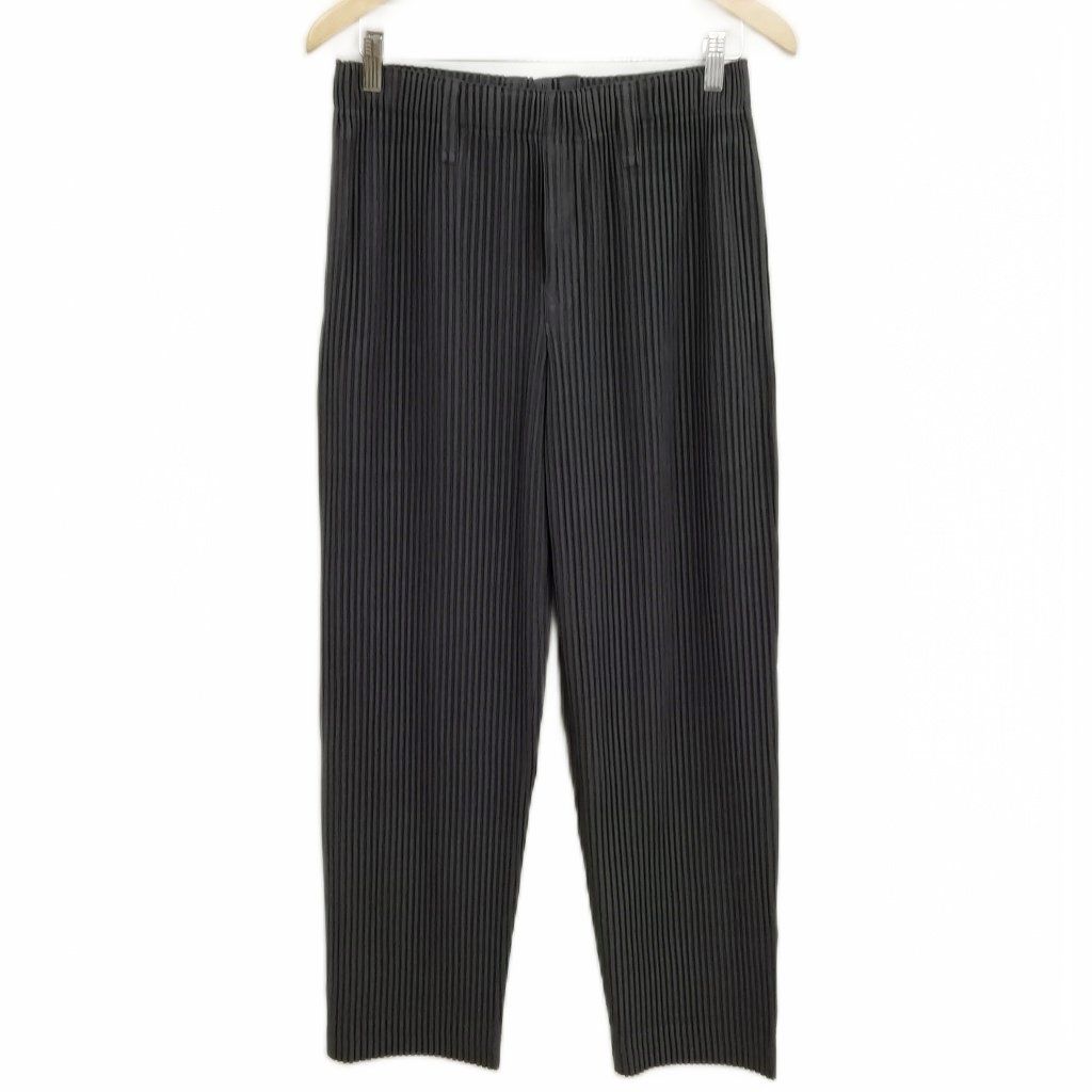 オムプリッセイッセイミヤケ HOMME PLISSE ISSEY MIYAKE HP23JF194 22AW プリーツ ストレート パンツ 美品 2 チャコール