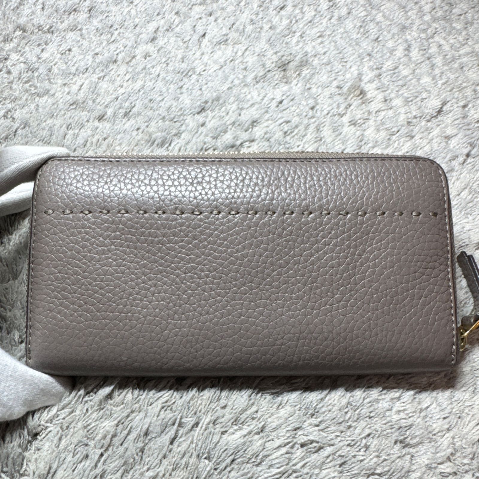 TORY BURCH トリーバーチ 長財布 ラウンドファスナー レザー グレー 