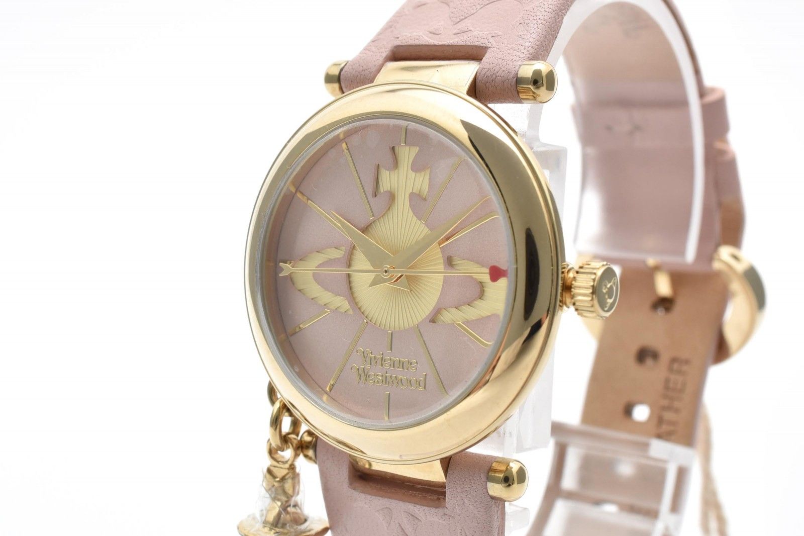 Vivienne Westwood ヴィヴィアンウエストウッド VV006 レディース腕時計 オーブモチーフ 土星 ピンク文字盤 ゴールドカラー レザーベルト 箱付き