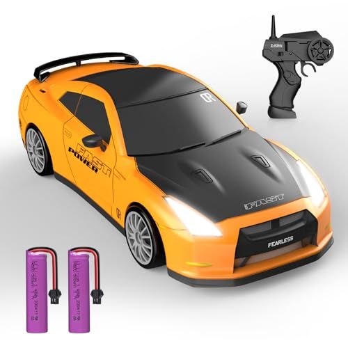 ラジコン ラジコンカー 子供向け スポーツカー ドリフトカー RCカー レースカー リモコンカー おもちゃ 車 オンロード 4輪駆動 1/24 2.4Ghz 走行時間40分 GTR 交換用タイヤ LEDライト付き USB充電 操作簡単 子ども 8725d0ac