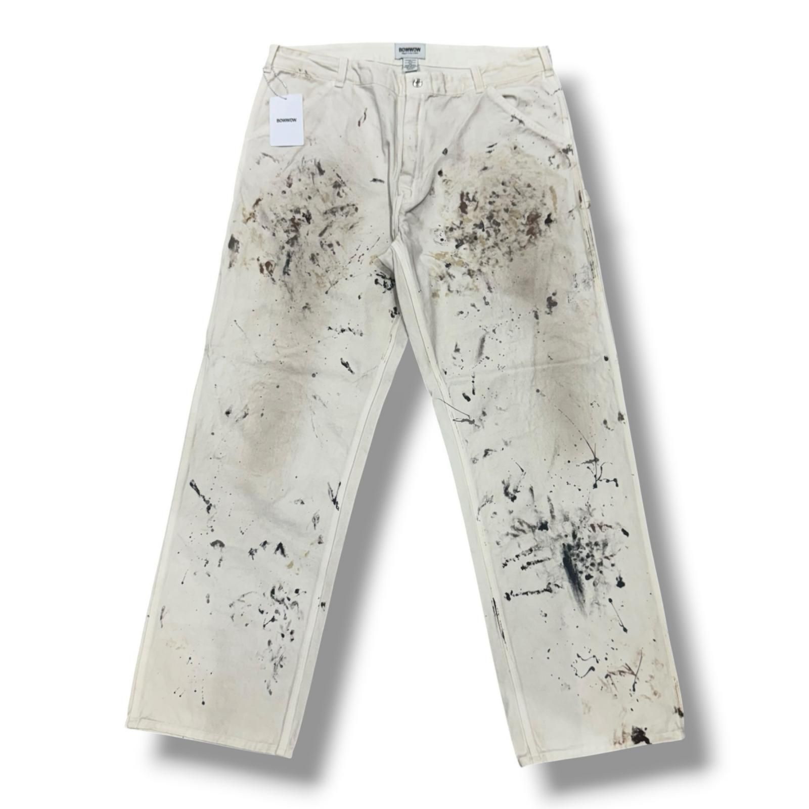 参考上代38500円 未使用 BOWWOW 25AW PAINT STAINED PAINTER PANTS ペイントステインドペインターパンツ バウワウ BW252-PPSPP エイジドホワイト XL （15022M）