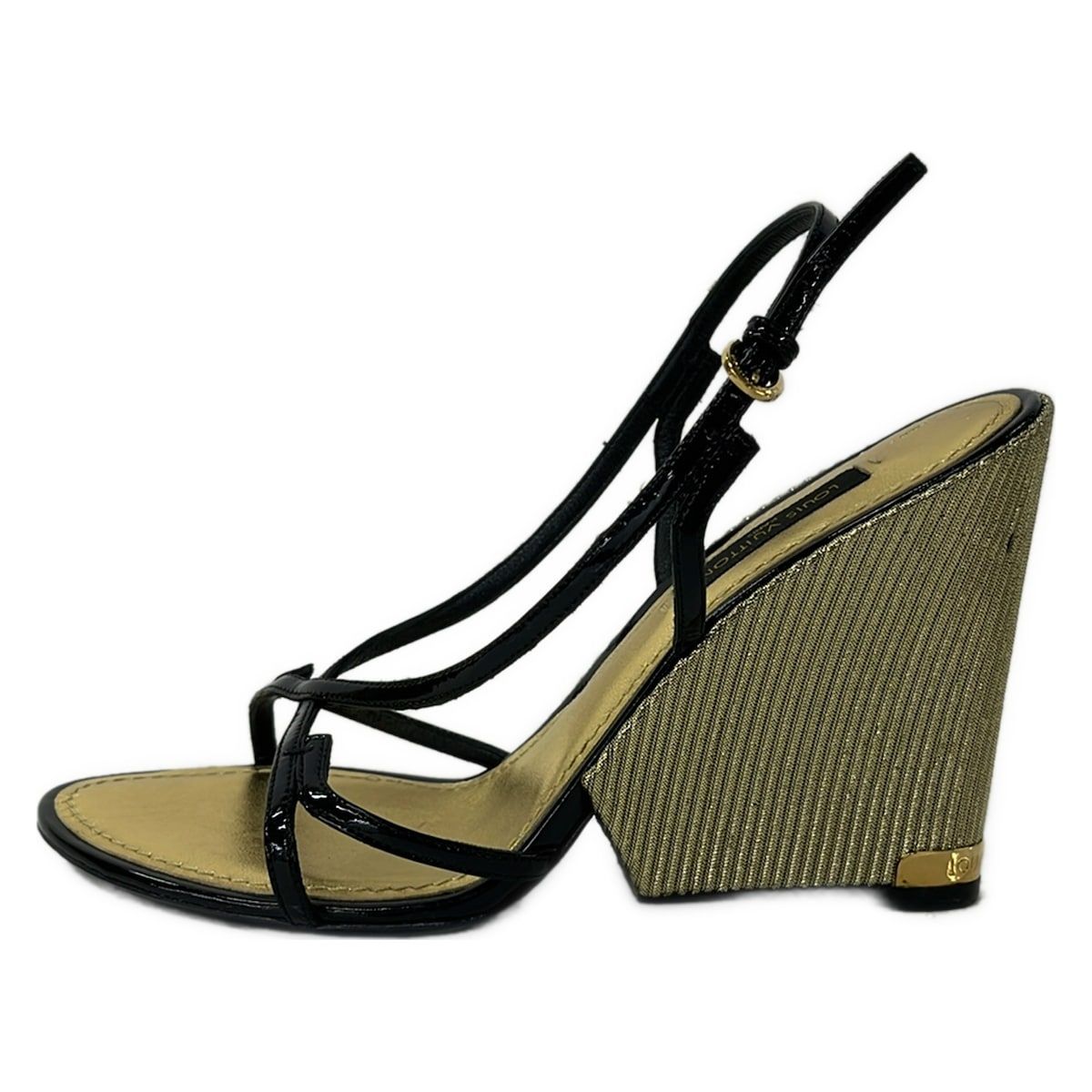 LOUIS VUITTON(ルイヴィトン) サンダル 35 1/2 レディース - 黒×ゴールド レザー