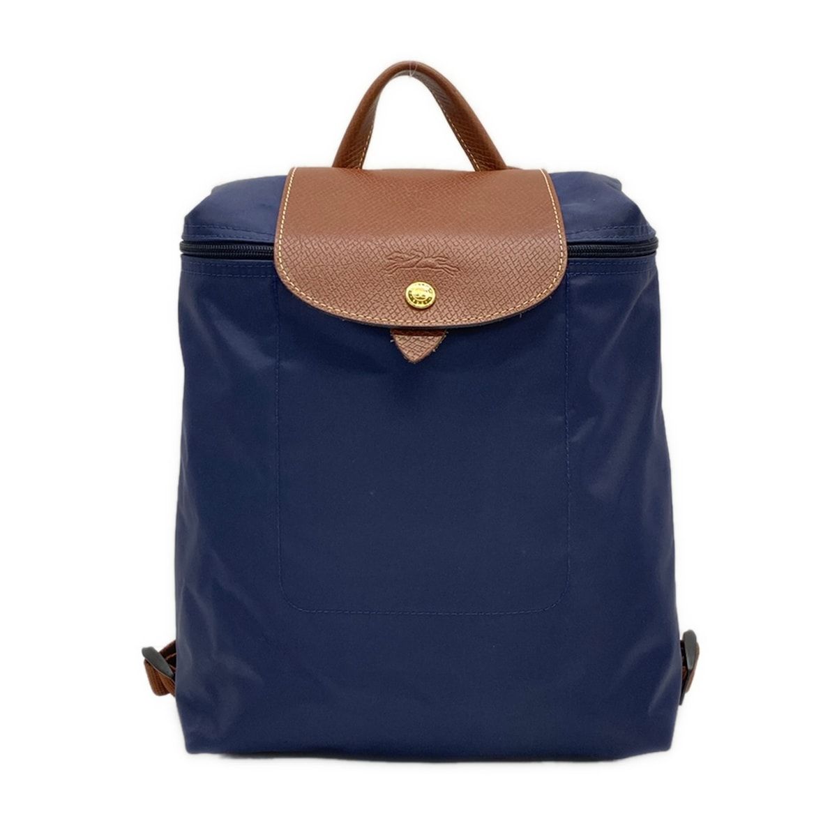 LONGCHAMP(ロンシャン) リュックサック ル・プリアージュオリジナル ネイビー×ブラウン 折りたたみ レザー