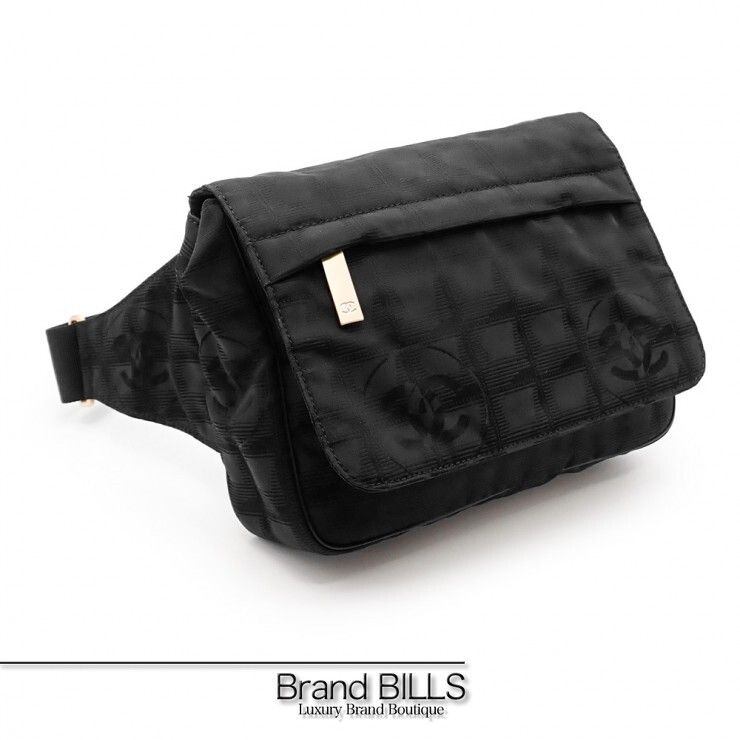 未使用品 CHANEL シャネル ニュートラベルライン ウエストバッグ ボディバッグ A29346 10番台 ナイロンジャガード ブラック レディース