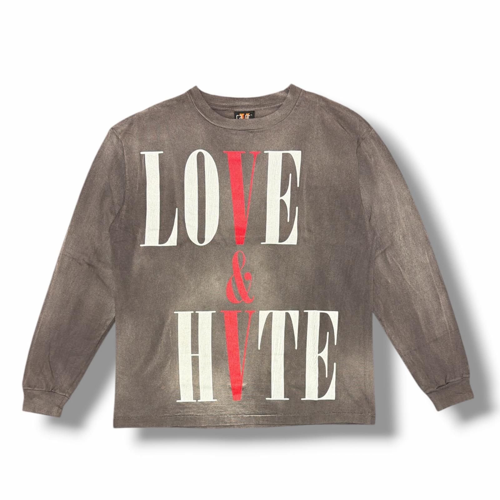 参考上代31900円 SAINT MICHAEL × VLONE 22SS LS TEE/ VLONE 長袖Tシャツ カットソー ロンT セントマイケル × ヴィーロン SM-S22-0000-068 ブラック系 L （15209M）