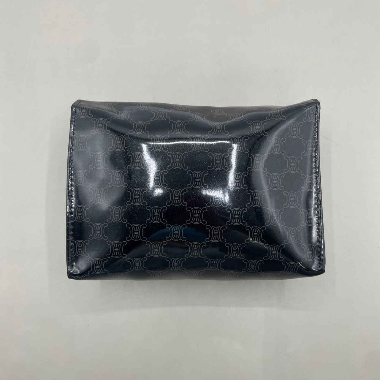 極美品 CELINE セリーヌ 化粧ポーチ マルチポーチ マカダム柄 ロゴ 黒 