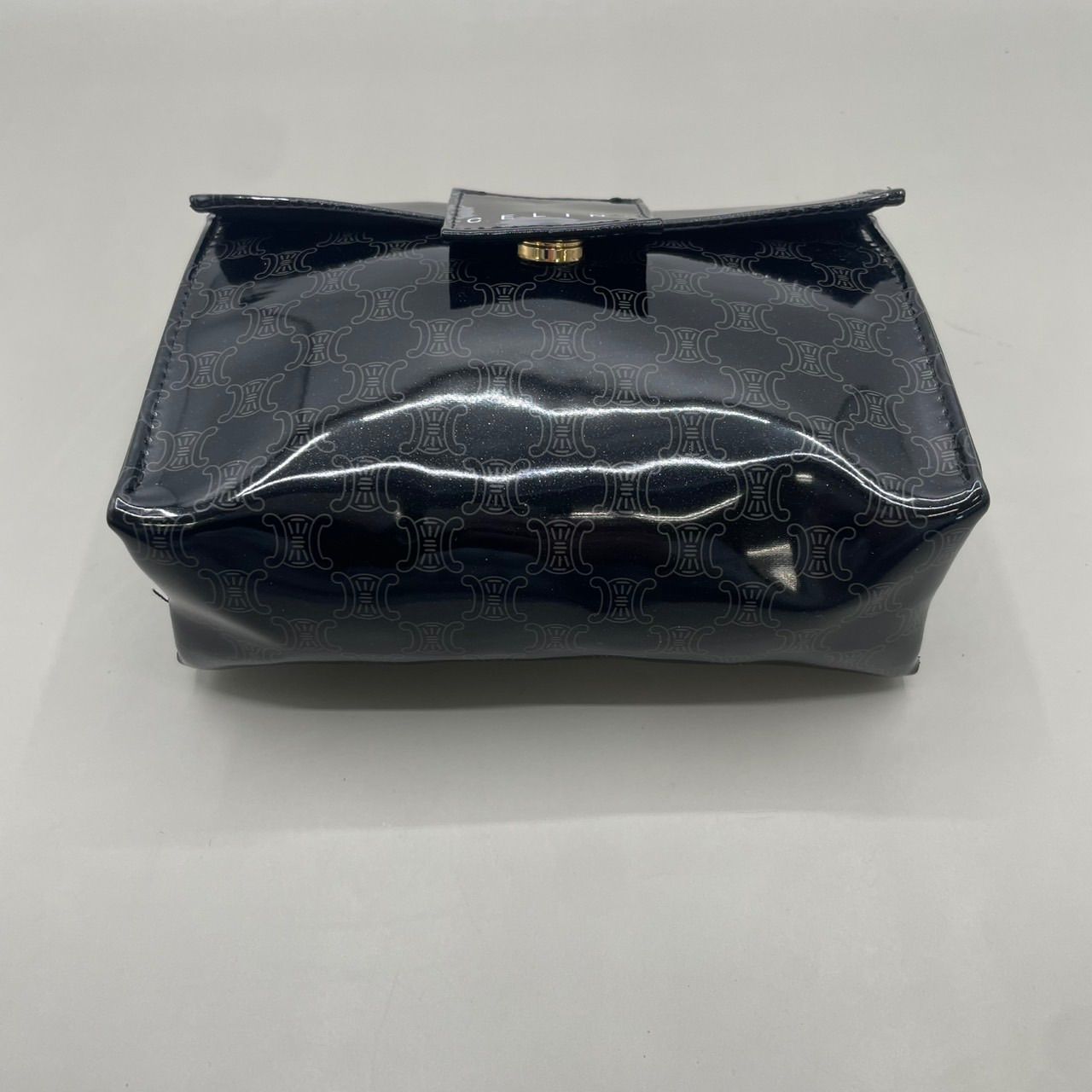 極美品 CELINE セリーヌ 化粧ポーチ マルチポーチ マカダム柄 ロゴ 黒 