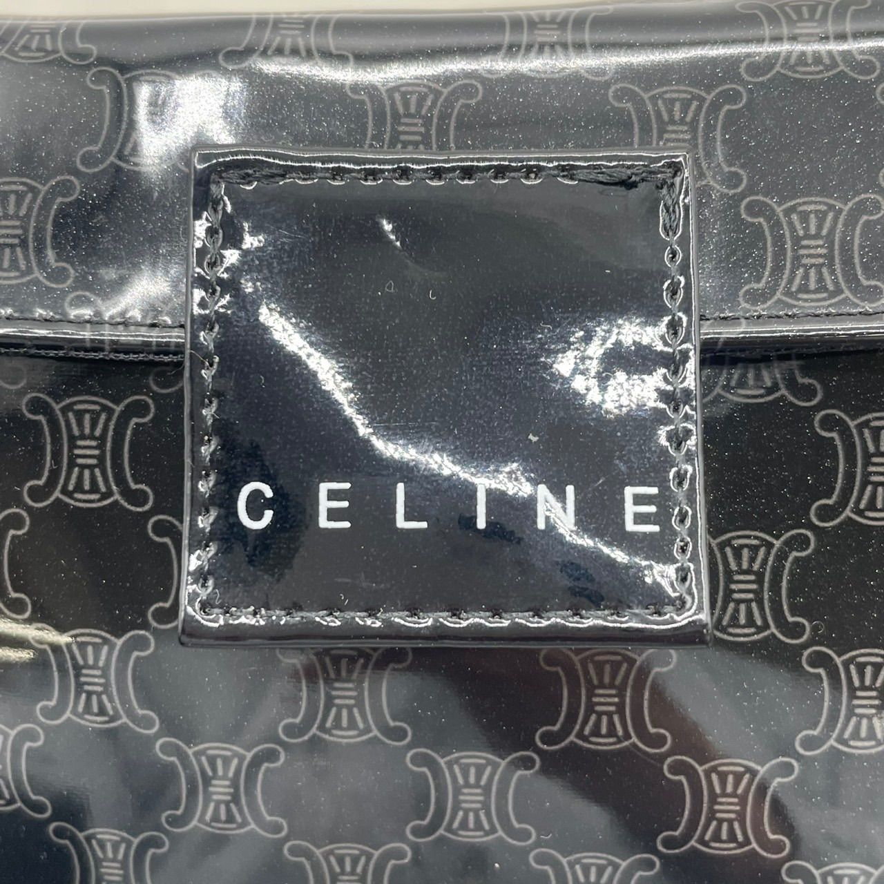 極美品 CELINE セリーヌ 化粧ポーチ マルチポーチ マカダム柄 ロゴ 黒 