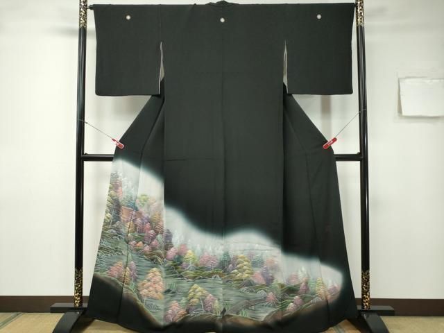MO-00748 豪華黒留袖 作家物 手描き 風景文 暈し染め 正絹 逸品 - メルカリ