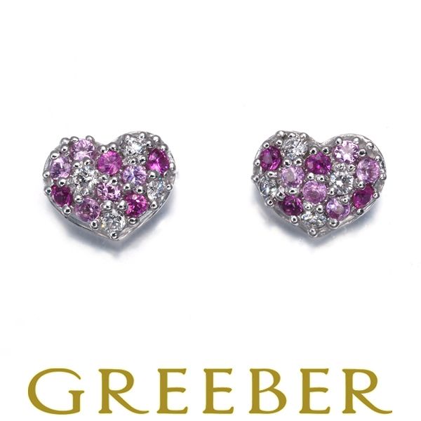 ポンテヴェキオ ピアス サファイア 0.22ct ダイヤ ダイヤモンド 0.09ct ハート パヴェ K18WG 保証書 #192829