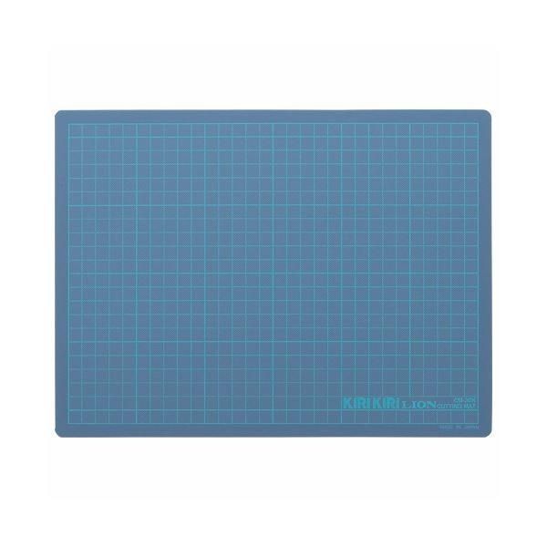 （まとめ） ライオン事務器 カッティングマットKIRIKIRI 再生PVC製 320×240×1.2mm ブルー CM-30K 1枚 〔×10セット〕