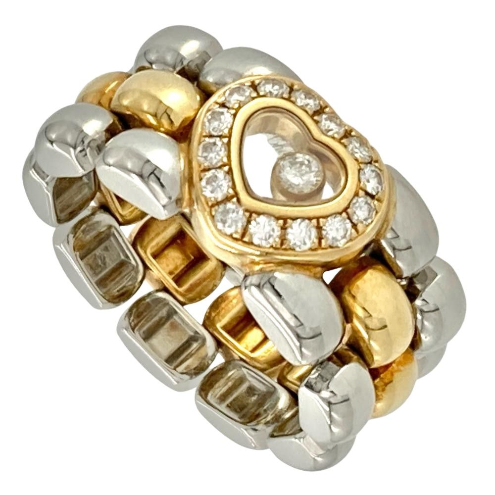 ショパール Chopard ハッピーダイヤモンド リング 指輪 ダイヤモンド 約10号 82/8402-20 K18YG 12.4g SS コンビ イエローゴールド SS【中古】