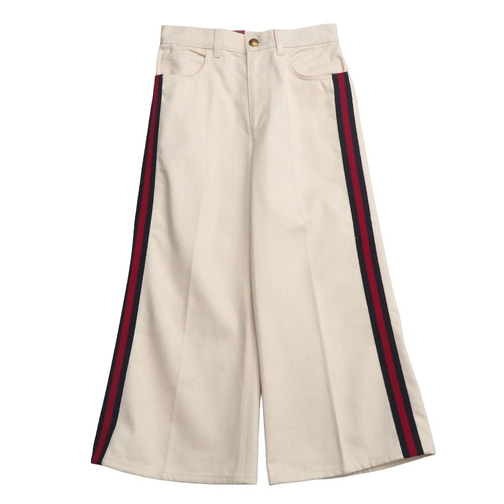 ■美品■GUCCI グッチ HYPNOTISM パンツ サイズ26 サイドライン ホワイトデニム GGロゴボタン イタリア製 ブランド古着【中古】20260508/RA9259